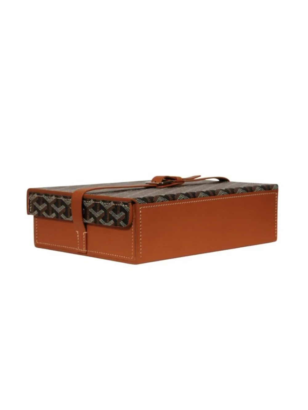 Goyard Montre De Voyage Eight Watch Box Black Tan Travel Trunk Case Buckle Strap